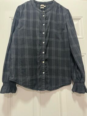 Faherty Organic Cotton Dark Academia Plaid Blouse Timeless Size Medium